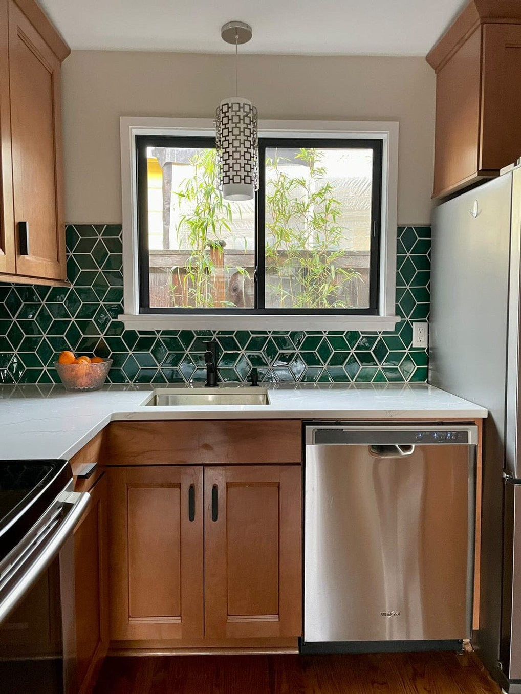 emerald green diamond tile