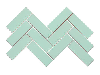 2"x6" Sheeted Herringbone Pattern - 32 Canton Jade