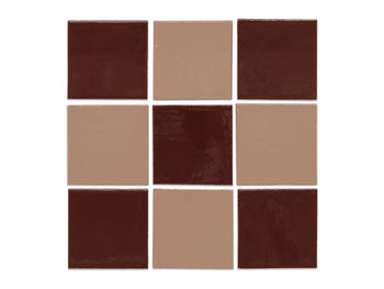 4"x4" Sheeted Subway Tile Pattern - Black Cherry + Mushroom Checkerboard Blend