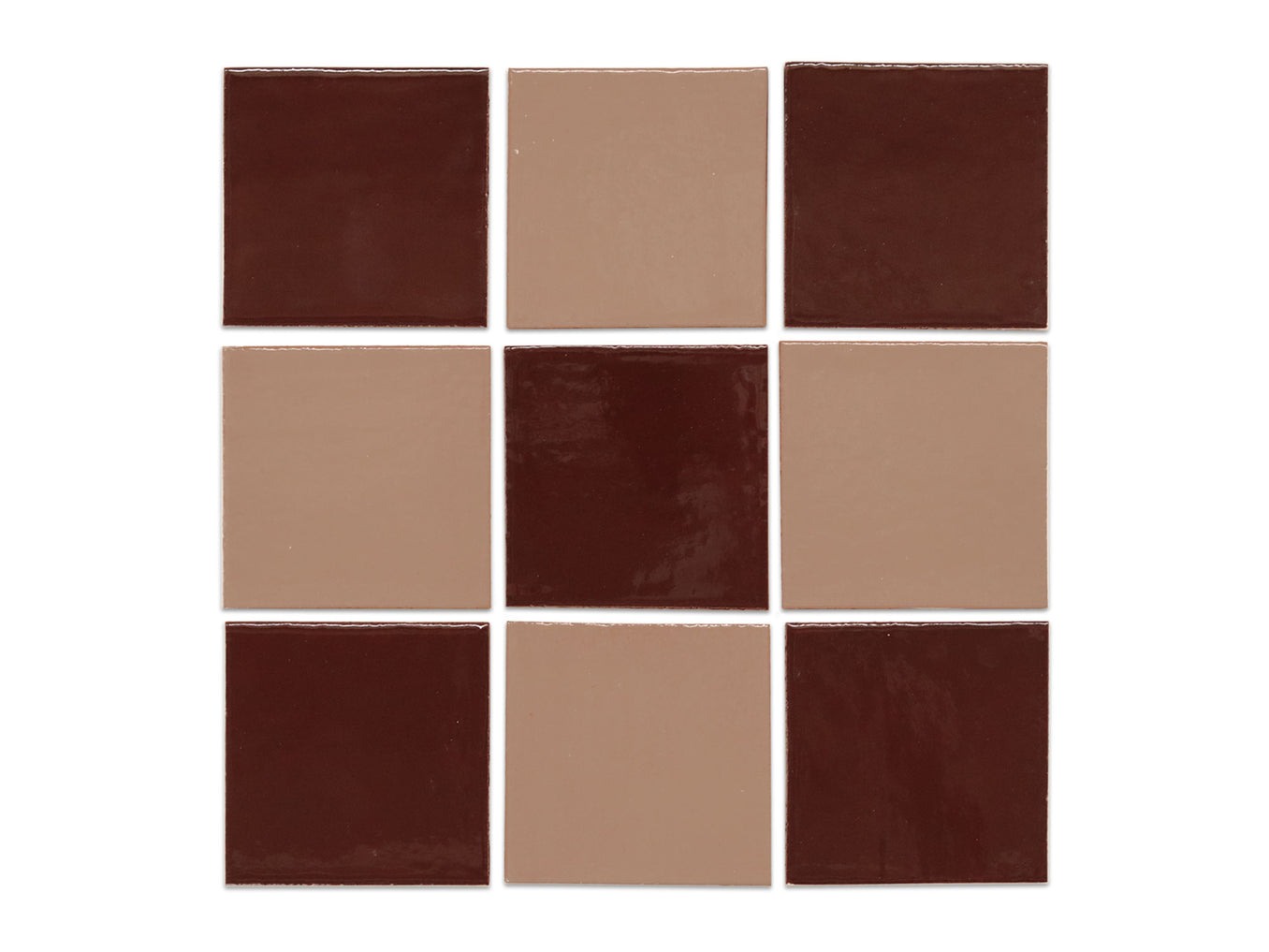 4"x4" Sheeted Subway Tile Pattern - Black Cherry + Mushroom Checkerboard Blend