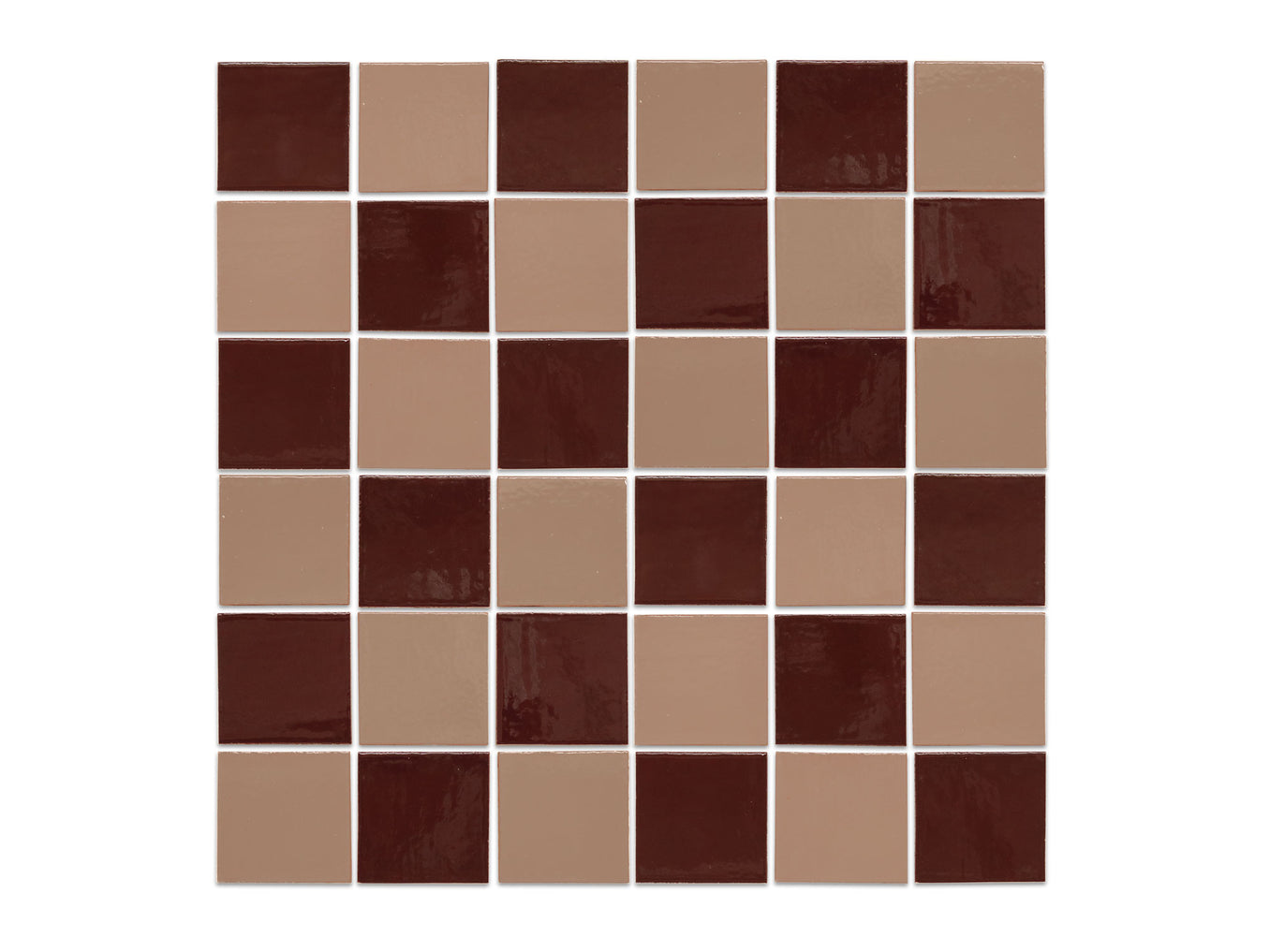 2"x2" Checkerboard Pattern - Black Cherry + Mushroom Blend