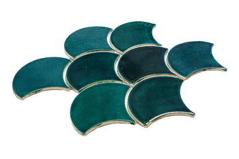 Large Moroccan Fish Scales Dark Teal | Overstock