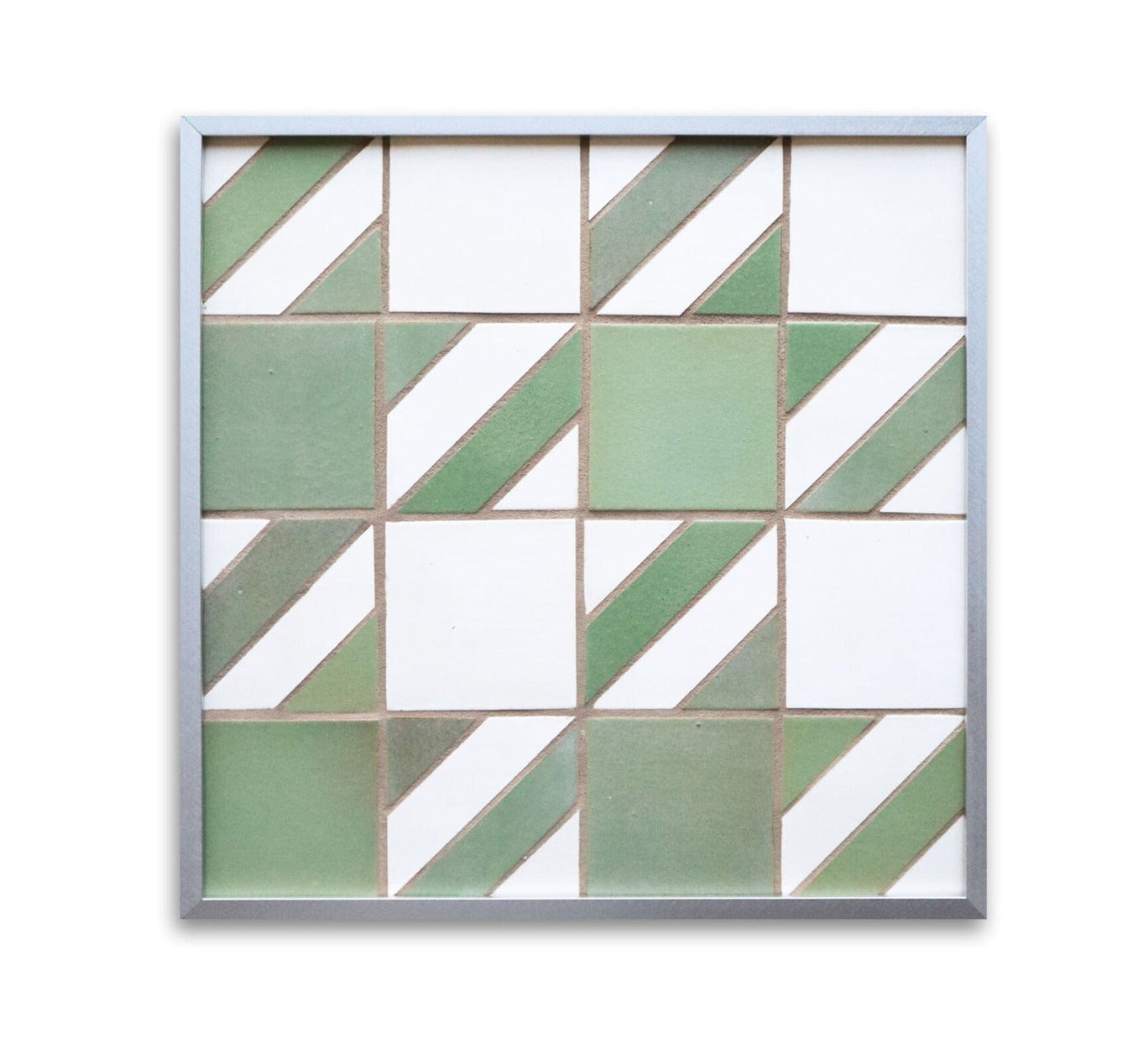 En Route Mosaic Landscape Art in Green & White