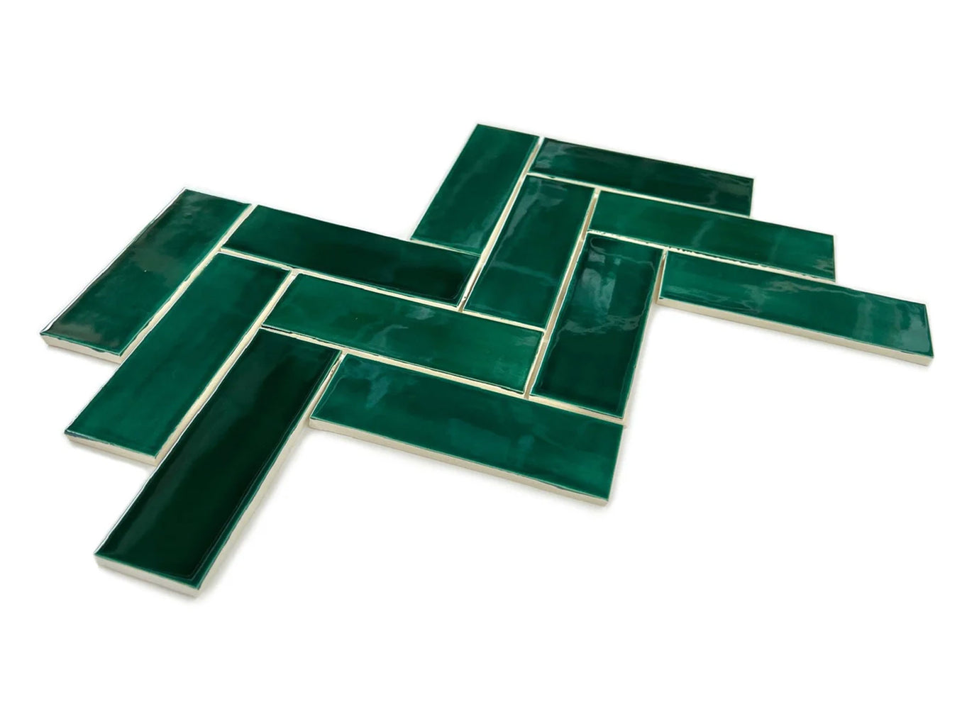 2"x6" Sheeted Herringbone Pattern - 75 Emerald