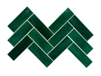 2"x6" Sheeted Herringbone Pattern - 75 Emerald