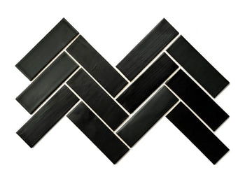 2"x6" Sheeted Herringbone Pattern - 366 Satin Black