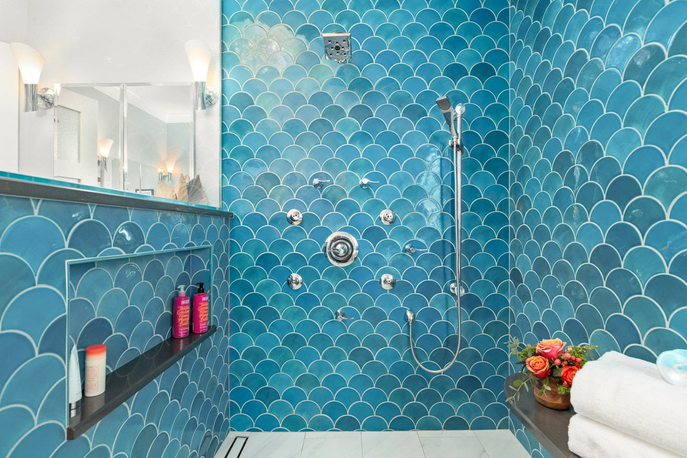 santorini inspired tile blue moroccan fish scales