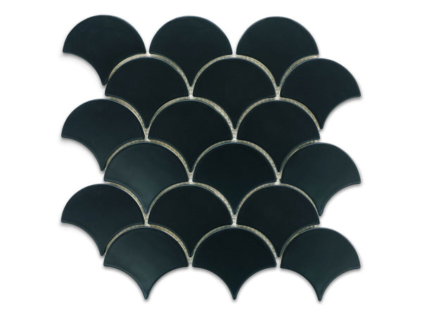 Medium Moroccan Fish Scales - 366 Satin Black – Mercury Mosaics