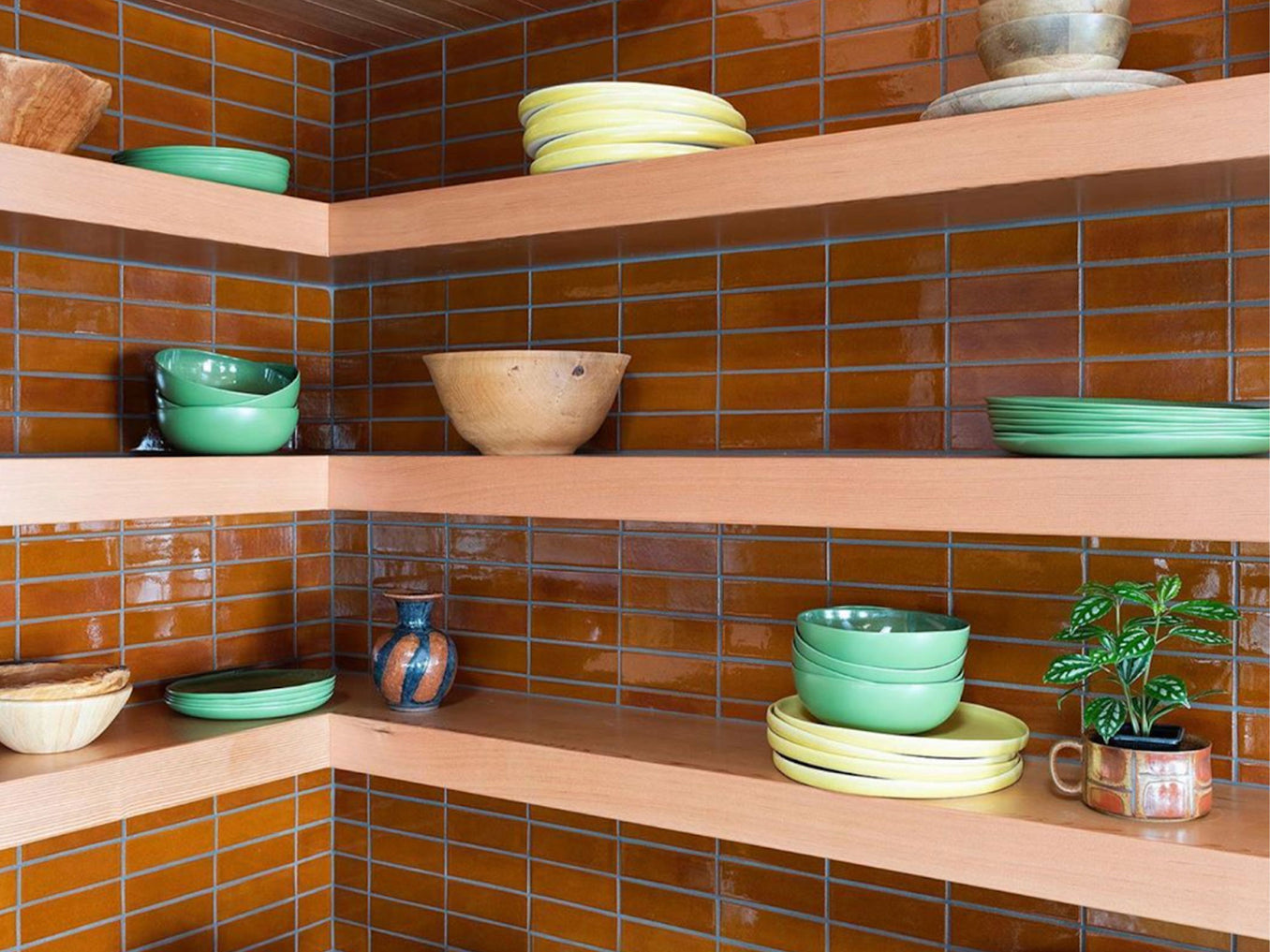 2"x6" Subway Tile - 96 Chestnut install