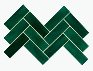 2"x6" Herringbone Pattern<br>75 Emerald