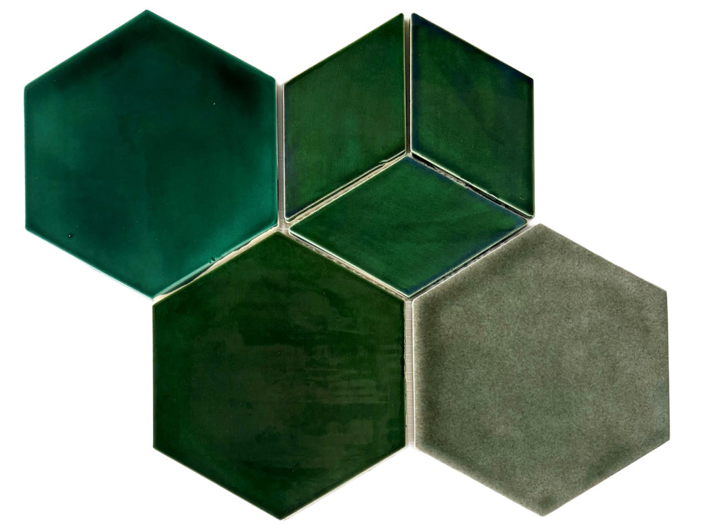 Pinewood Blend Geo-Hex Pattern Ceramic Tile | Shop Mercury Mosaics