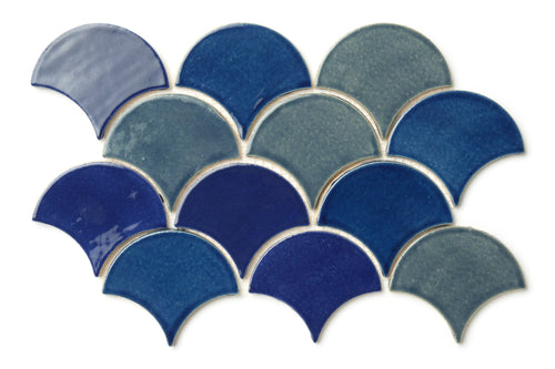 Medium Moroccan Fish Scales - Denim, Vivid Blue, Cobalt