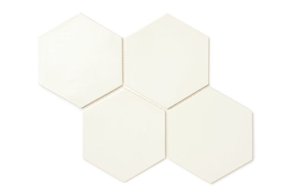 Large Hexagon - 11 Deco White, white tile, hexagon tile, hexagon floor tile