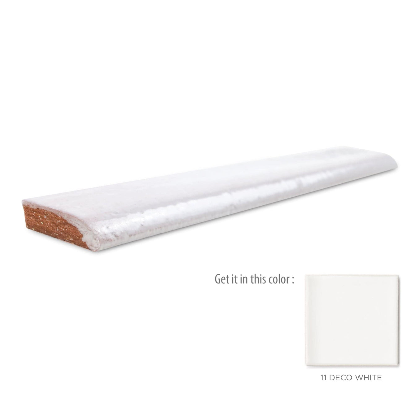 1x6 Bullnose Tile 11 Deco White, soft white bullnose tile, soft white bullnose tile trim, white bullnose tile trim