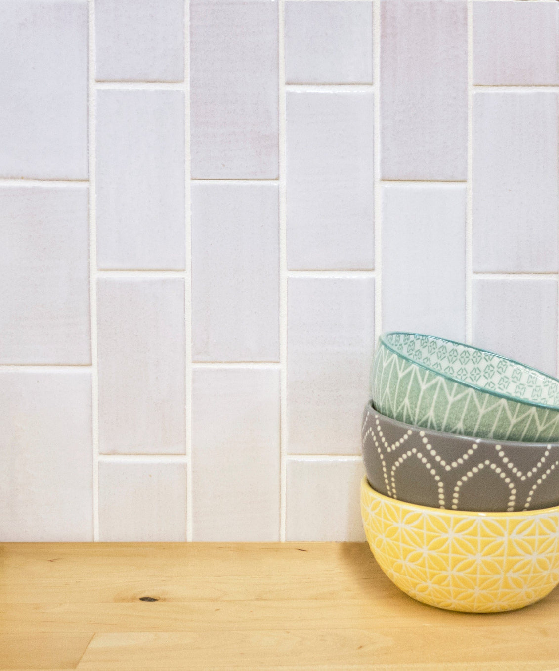 2x4 Subway Tile White Installed  full