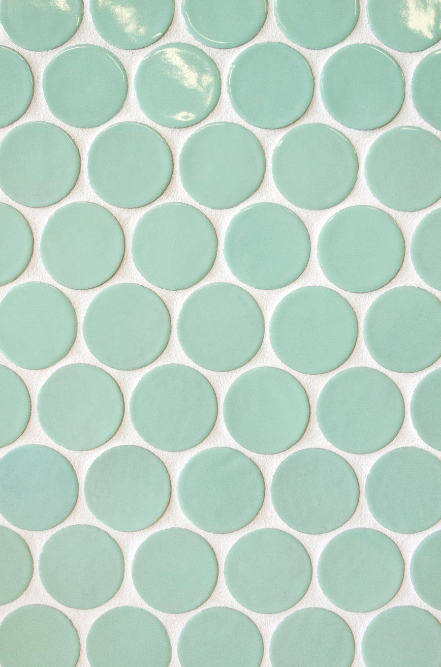 teal penny round tile