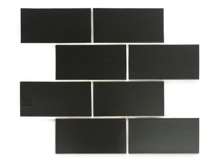 3"x6" Black Subway Tile Metro Black Tiles Mercury Mosaics
