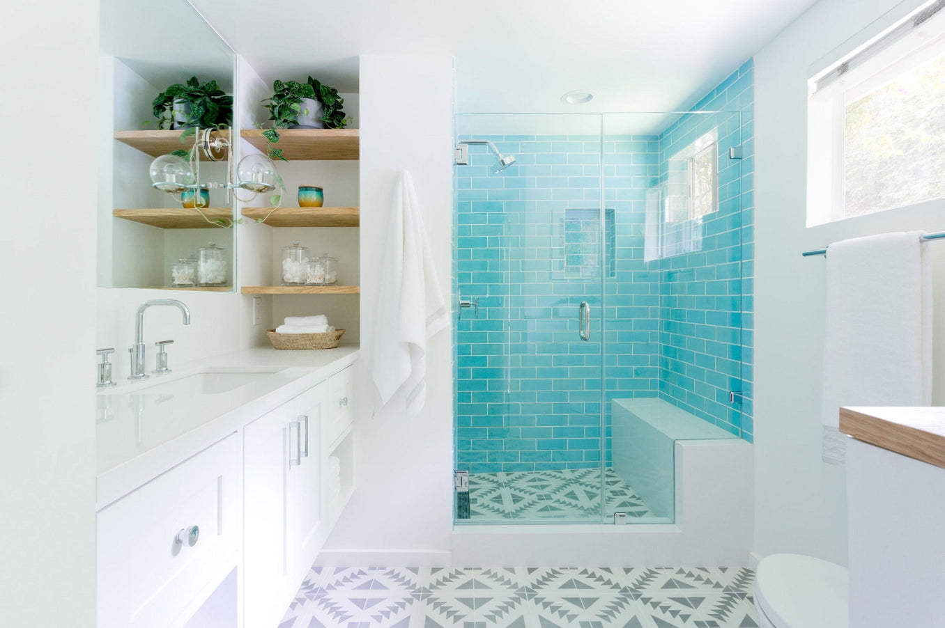 3x8 Subway Tile Blue Bell Installed full, light blue subway tile bathroom shower