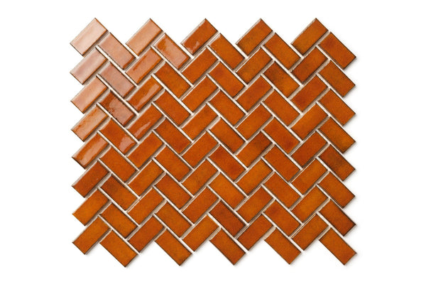 Herringbone pattern - Amber - small brown herringbone tile, amber herringbone tile, red brown herringbone tile
