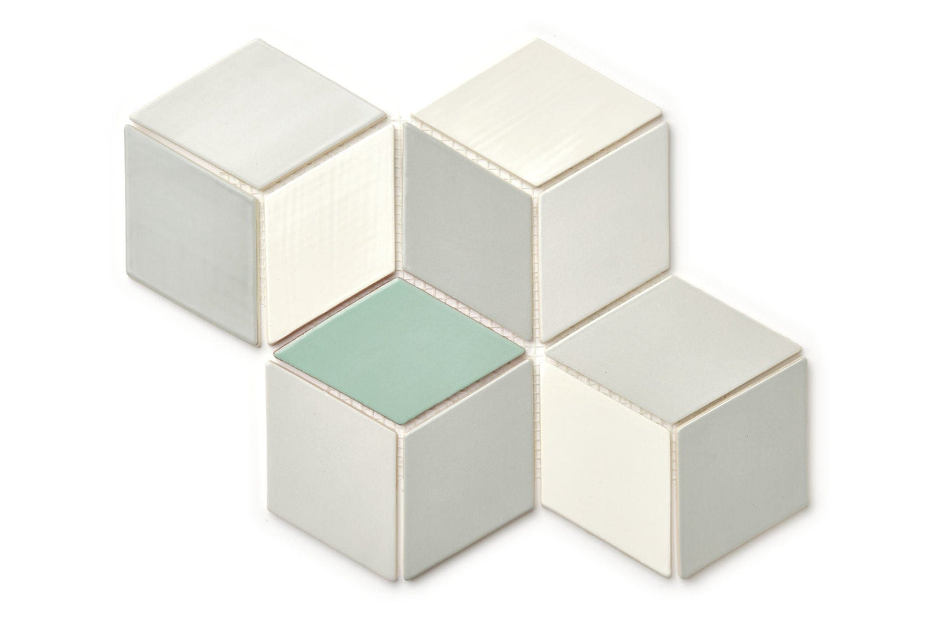 Medium Diamonds- Blue-Yellow-Grey-White-Teal, Medium Diamonds- Blue-Yellow-Grey-White-Teal, diamond tile, diamond pattern tile, mid century modern tile, mid century modern diamond tile