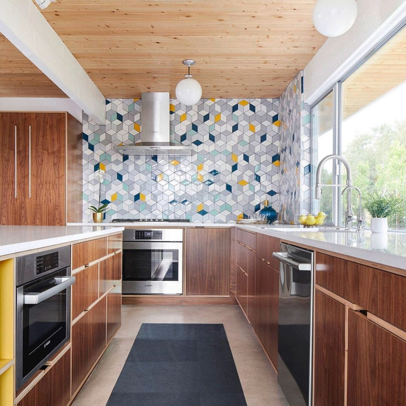 Medium Diamonds- Blue-Yellow-Grey-White-Teal