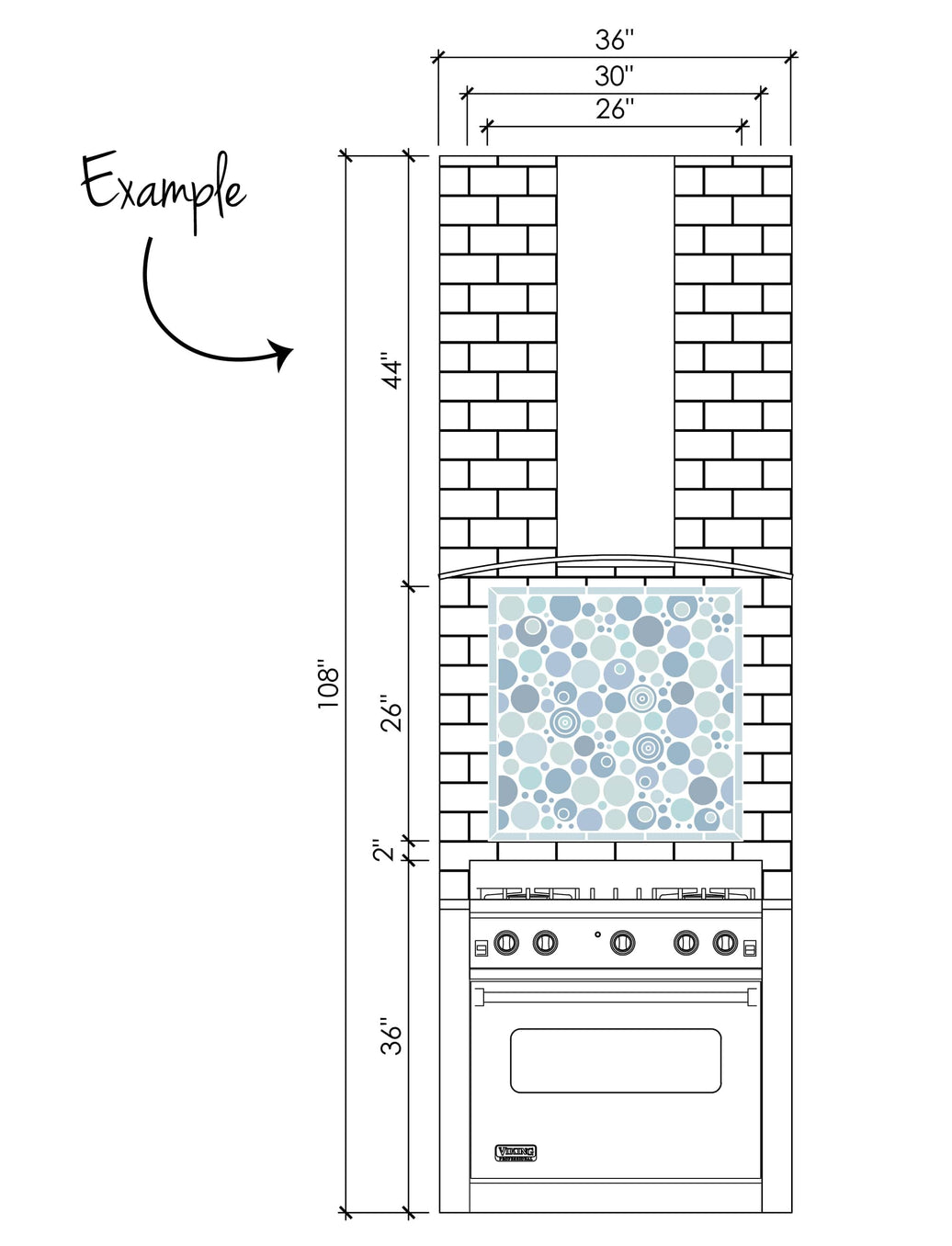 stove splash tile light blue bubbles