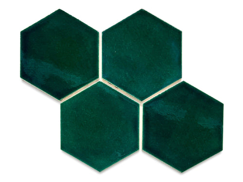 Large Hexagon - Bluegrass - ceramic blue/green hexagon tile, blue green hexagon tile