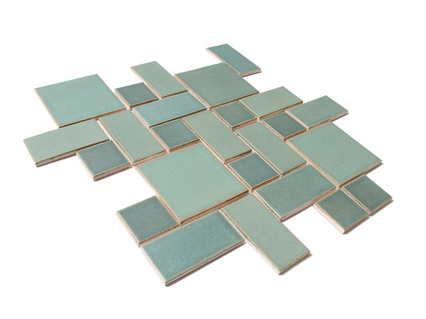 Large Craftsman Squares- Old Copper, teal square tile, teal craftsman tile