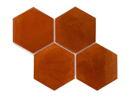 Large Hexagon - Chestnut, brown tile, brown hexagon tile