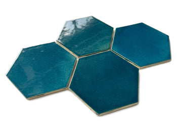 Turquoise Blue Large Hexagons | Batch of 13sf