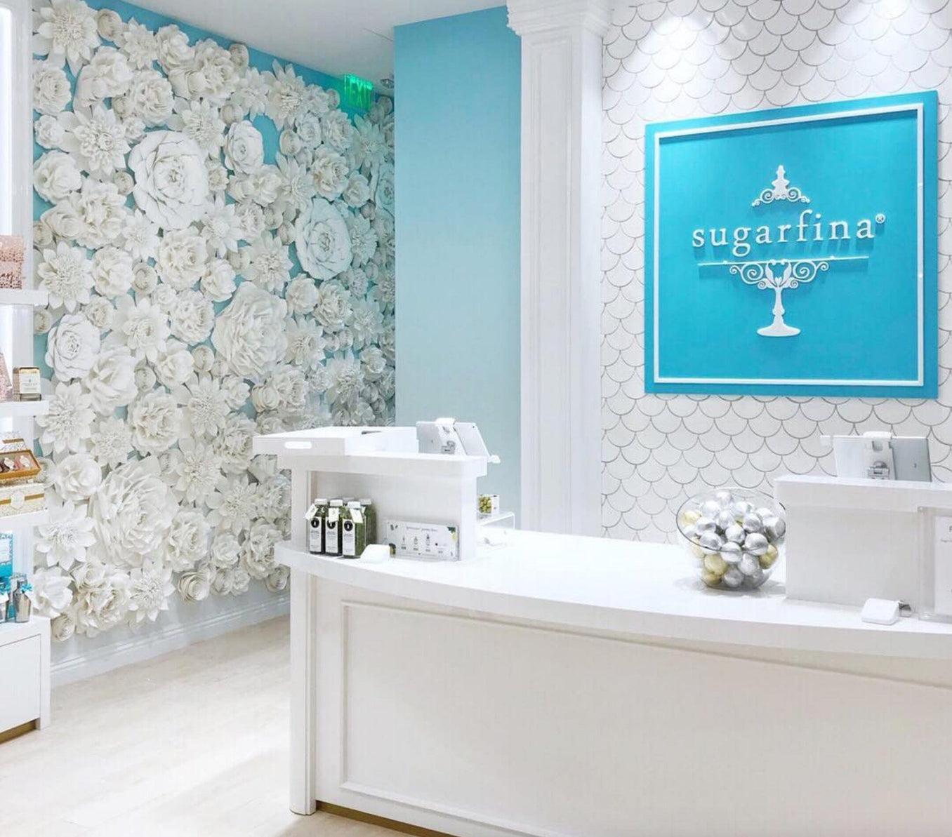 sugarfina moroccan fish scale tile statement wall, white moroccan fish scale tile commercial backsplash