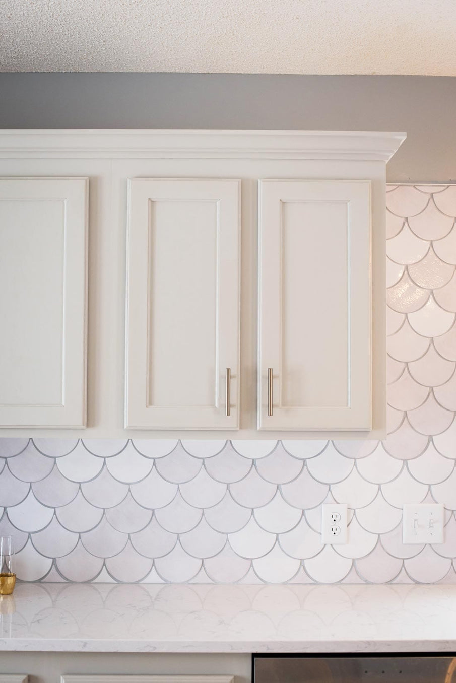 Large Moroccan Fish Scales White installed