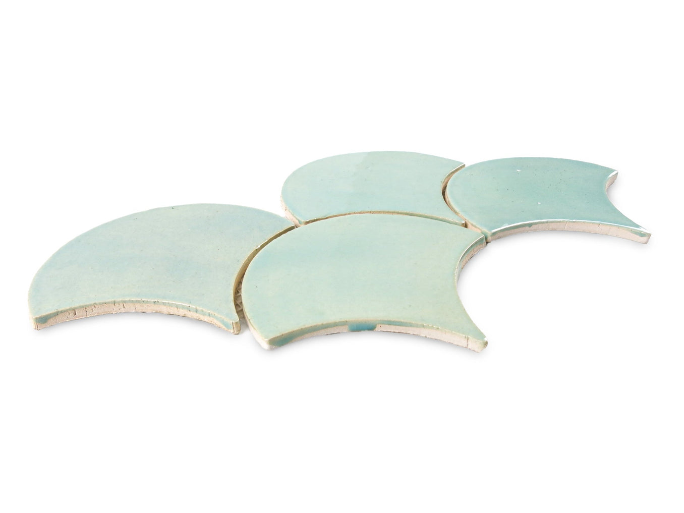 ceramic mermaid / Moroccan fish scale tile in light-teal color, light green moroccan fish scale tile, seafoam green moroccan fish scale tile