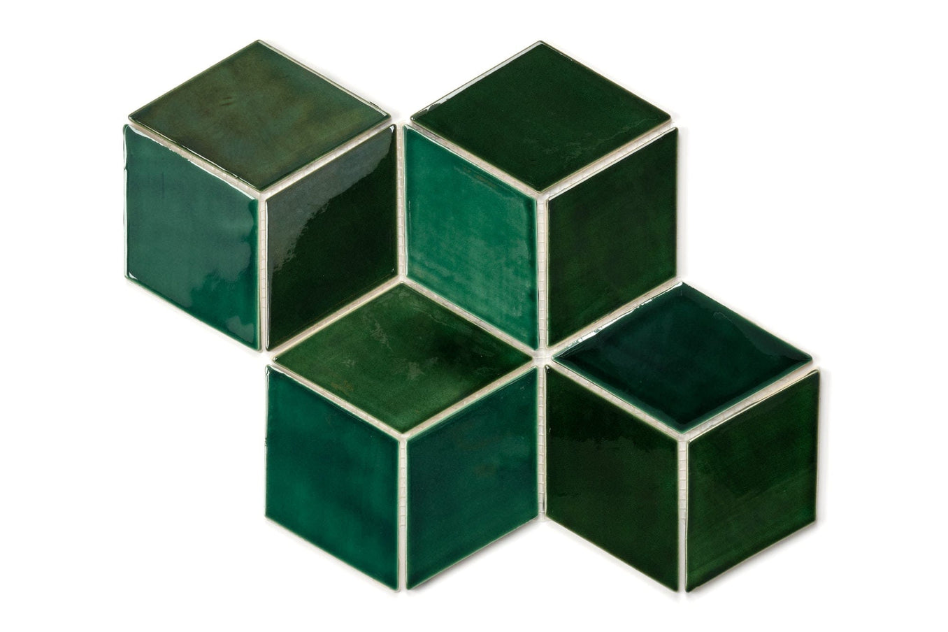 Medium Diamonds - 47 Vermont Pine + 1036E Bluegrass, mixed greens diamond tile, mixed green diamond tile