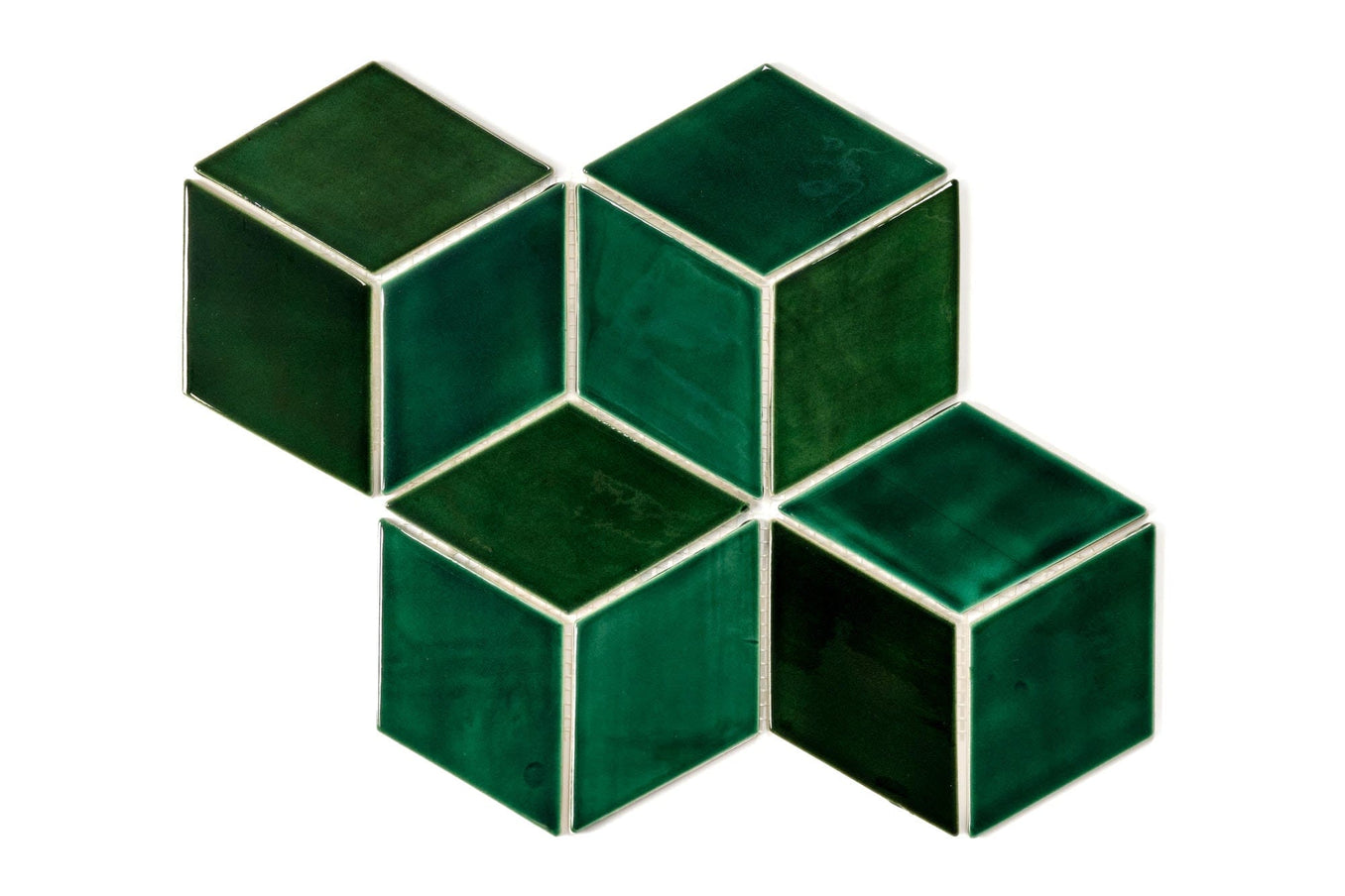 Medium Diamonds - 47 Vermont Pine + 1036E Bluegrass, mixed green diamond tile, mixed green diamond pattern tile