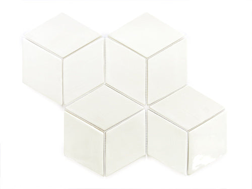 Medium Diamond Tile - Deco White, soft white diamond pattern tiles