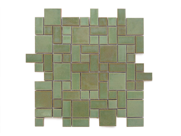 Small Craftsman Squares- Patina, mint green square tile, mint green craftsman square tile, brown green square tile, brown green craftsman square tile