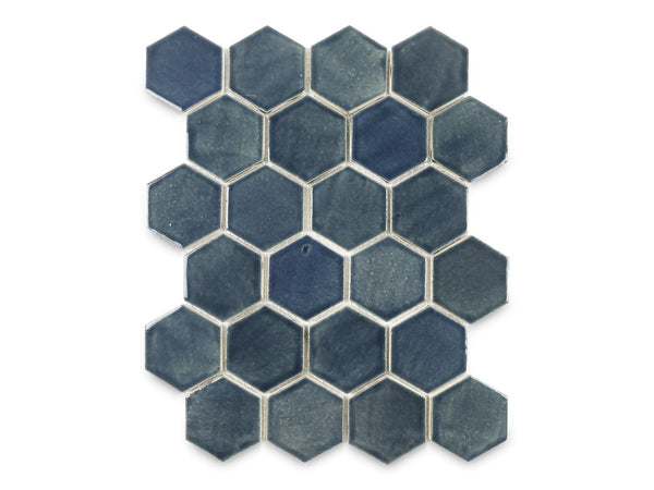 Denim Hexagon Tile  Blue Honeycomb Ceramic Tile – Mercury Mosaics