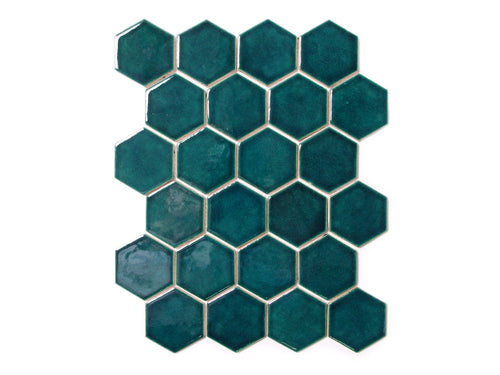 blue green hexagon tile, Small Hexagon Tile Bluegrass, dark blue green hexagon tile, dark blue green honeycomb tile